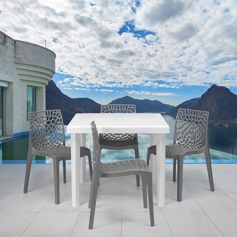 Neptune Polypropylene Stackable Side Chair in Pearl Grey