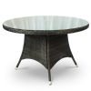 Ascot Round Glass Topped Rattan Table With Black and Brown Weave