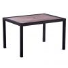 Ascot 120 x 90cm Rattan Table - Black & Brown with Teak Polyresin Top