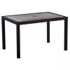 Ascot 120 x 80cm Rattan Table - Black with Grey Polyresin Top