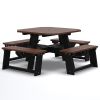 100% Recycled Plastic 8 Seat Square Commercial Black & Brown Picnic Table