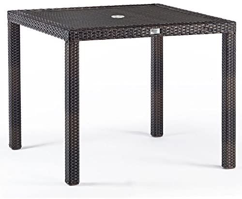 Classic Rattan Square Glass Table & 4 Ascot Side Chairs - High Quality Rattan - Black & Brown Weave