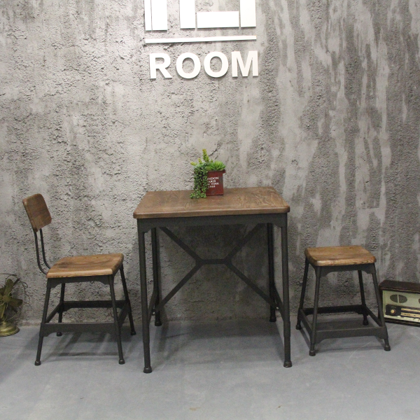 Rochester Steel & Ashwood 70cm Square Dining Table