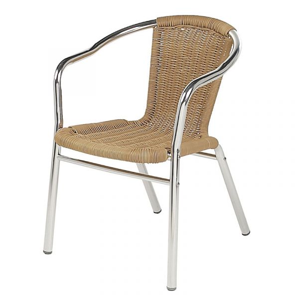 Aluminium & Rattan Weave Bistro Chair -  Honey