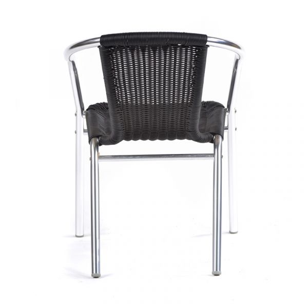 Aluminium & Rattan Weave Bistro Chair -  Black