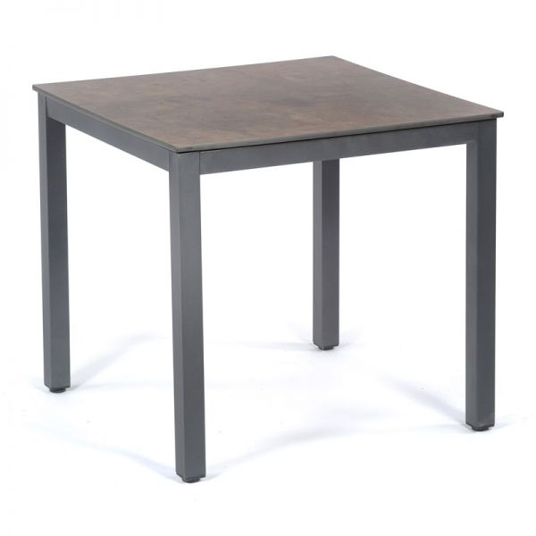 Steel 80x80cm Square Dining Table – Box Frame Base with Rust Brown Werzalit Top