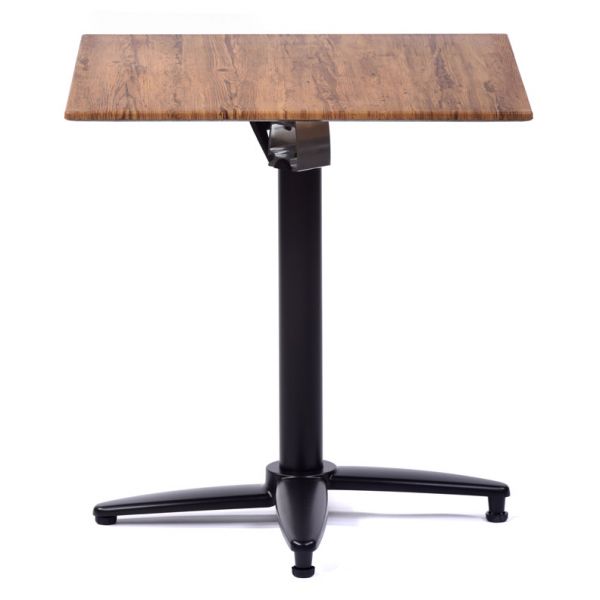 Isotop 80cm Square Table - Aged Pine Grey with Black Flip Top Base 3