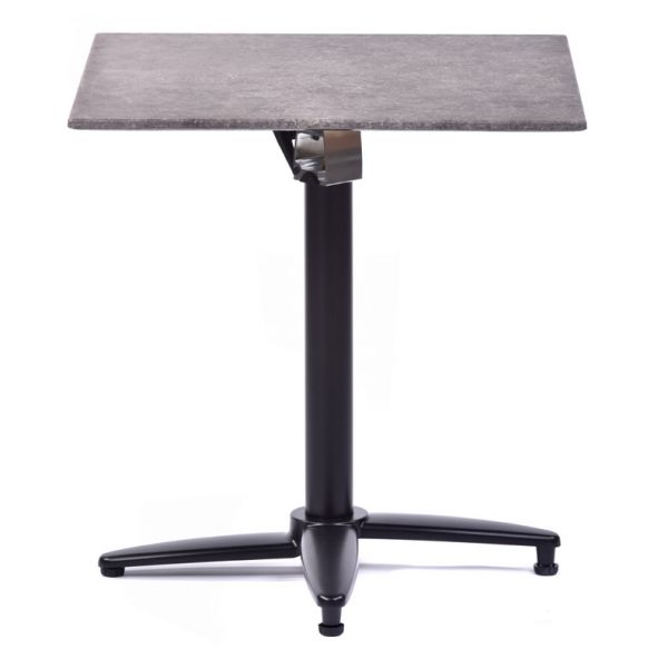 Isotop 70cm Square Table - Dark Mica Grey with Black Flip Top Base 2