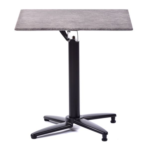 Isotop 70cm Square Table - Dark Mica Grey with Black Flip Top Base 3