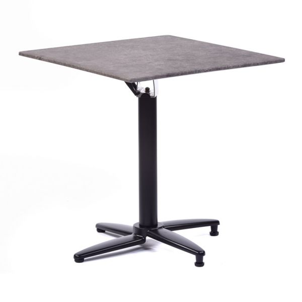 Isotop 80cm Square Table - Dark Mica Grey with Black Flip Top Base