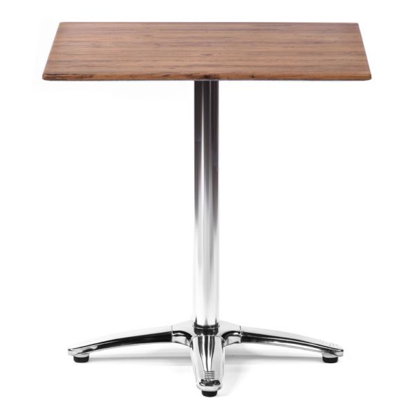 Isotop 70cm Square Table - Aged Pine with Aluminium Fixed Base 2