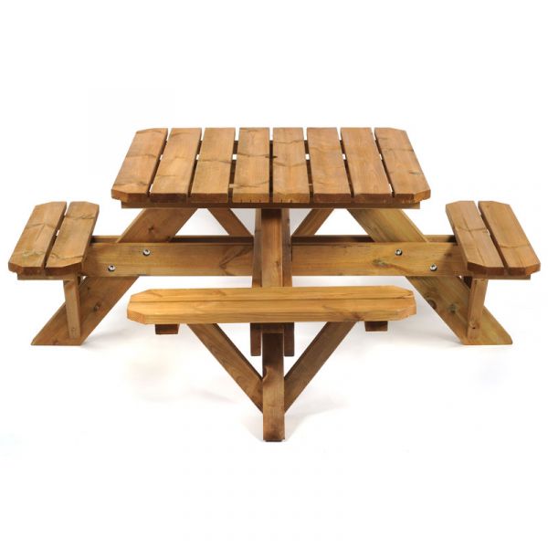 Ambleside Square Topped Pub Table - Heavy Duty Pressure Treated Picnic Bench - 8 Person (Brown)