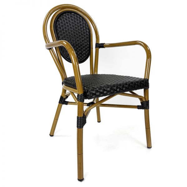 Paris Bistro Stackable Armchair - Black