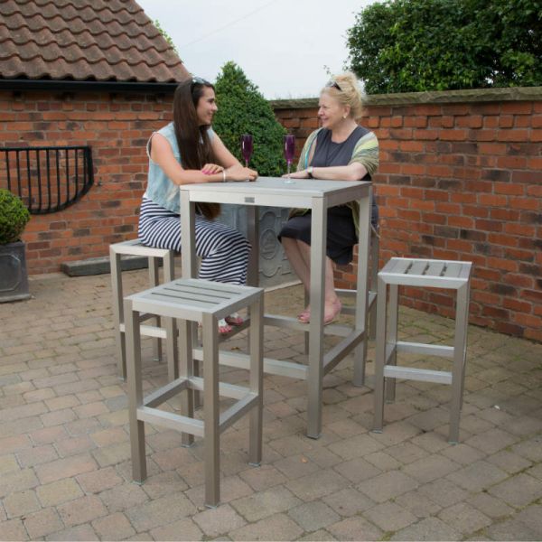 Aluminium & Plaswood 70x70cm Square Bar Table