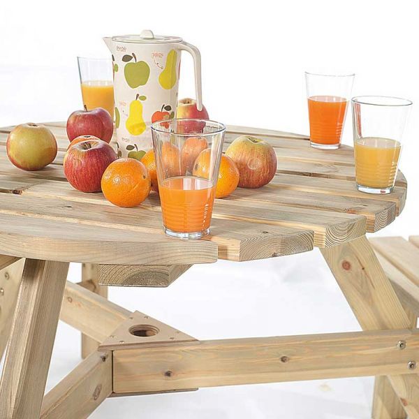 Brentwood 6 Seat Round Commercial Picnic Table - 1.7M Diameter - Green Pine -  FSC®