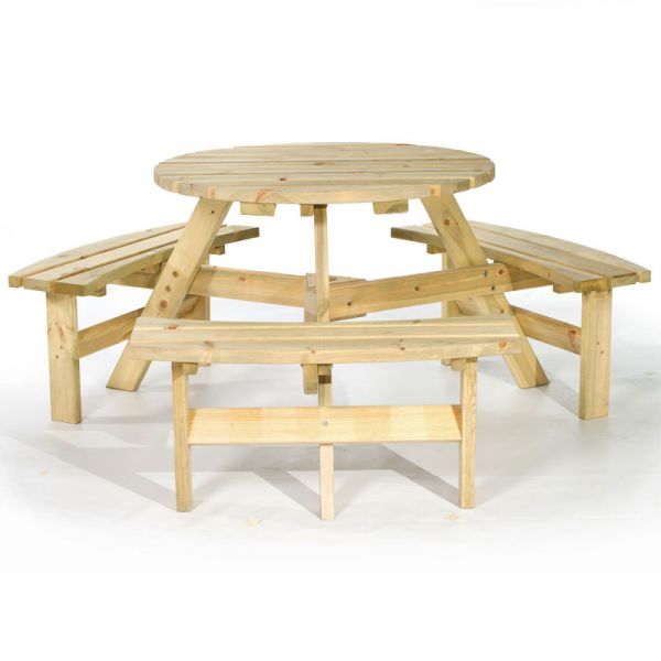 Brentwood 6 Seat Round Commercial Picnic Table - 1.7M Diameter - Green Pine