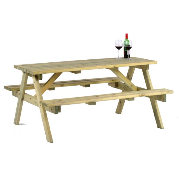 Chester Picnic Table - A Frame Pub Bench - 6 Person Garden Table - Green Pine
