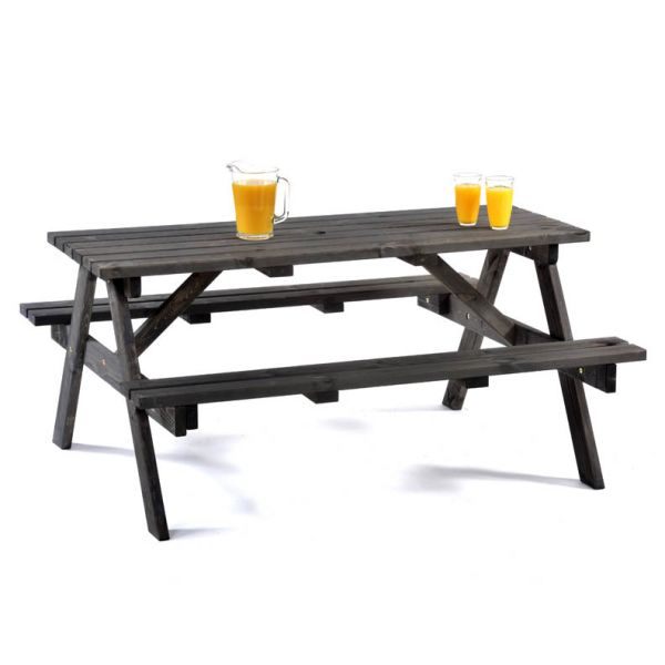 Chester Picnic Table - A Frame Pub Bench - 6 Person Garden Table - Dark Grey