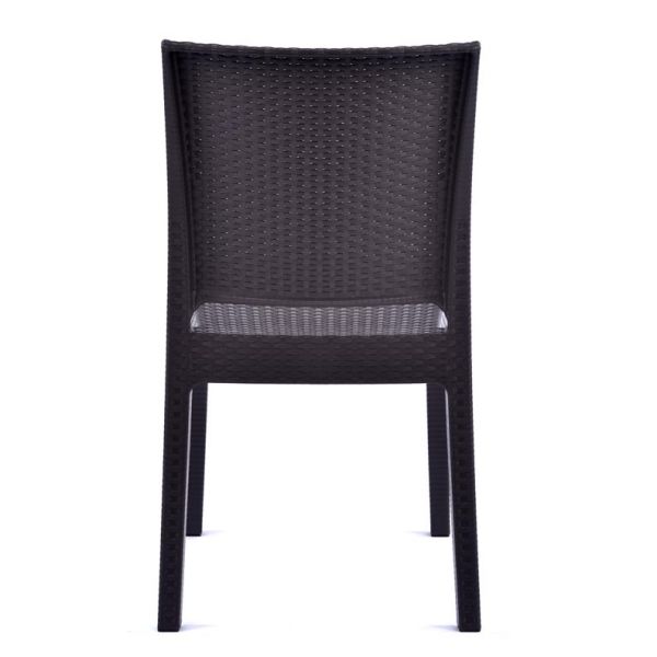 Recycled Madrid Rattan Effect Polypropylene Stacking Side Chair Brown