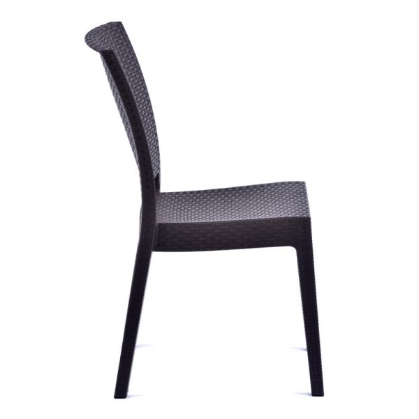 Recycled Madrid Rattan Effect Polypropylene Stacking Side Chair Brown