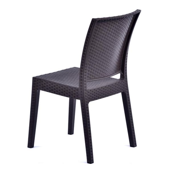 Recycled Madrid Rattan Effect Polypropylene Stacking Side Chair Brown