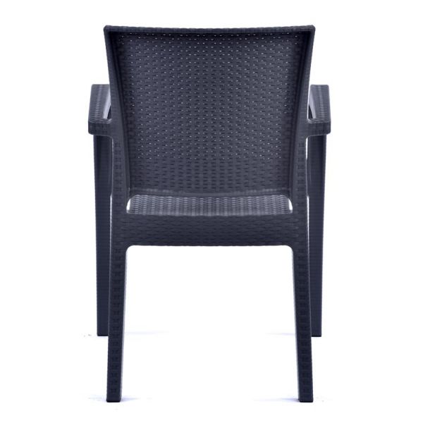 Recycled Madrid Rattan Effect Polypropylene Stacking Arm Chair Anthracite