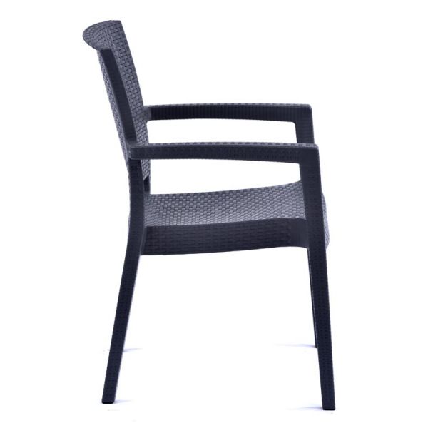 Recycled Madrid Rattan Effect Polypropylene Stacking Arm Chair Anthracite