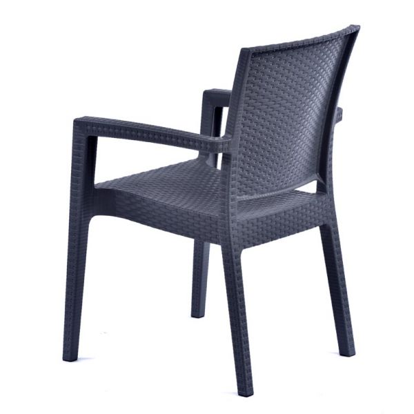 Recycled Madrid Rattan Effect Polypropylene Stacking Arm Chair Anthracite
