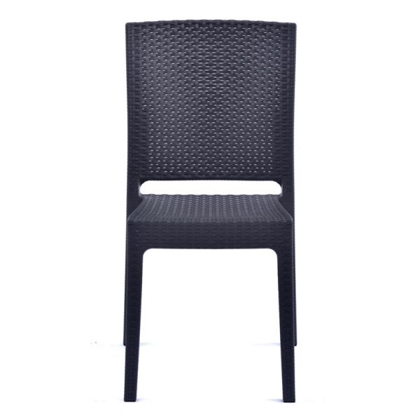 Recycled Madrid Rattan Effect Polypropylene Stacking Side Chair Anthracite