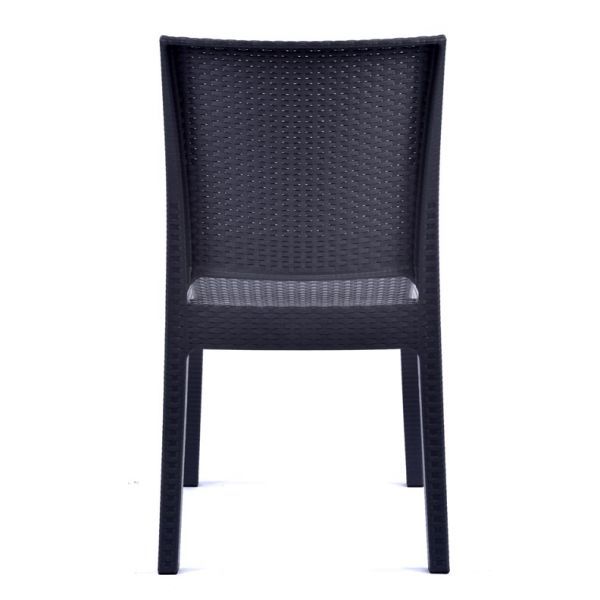 Recycled Madrid Rattan Effect Polypropylene Stacking Side Chair Anthracite