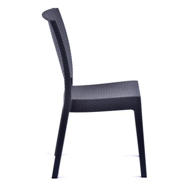 Recycled Madrid Rattan Effect Polypropylene Stacking Side Chair Anthracite