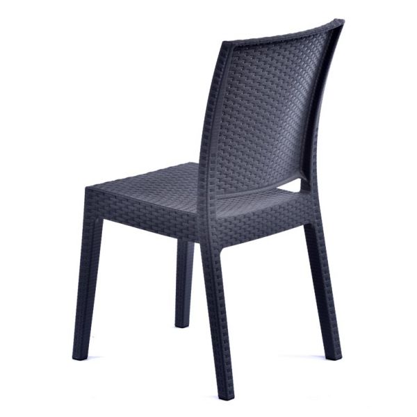 Recycled Madrid Rattan Effect Polypropylene Stacking Side Chair Anthracite