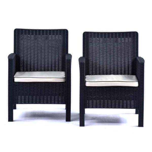 Madrid Rattan Tub Armchair - Anthracite (2 Chairs)