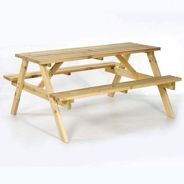 Chester Picnic Table - A Frame Pub Bench - 6 Person Garden Table - Green Pine