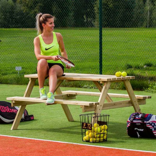 Chester Picnic Table - A Frame Pub Bench - 6 Person Garden Table - Green Pine