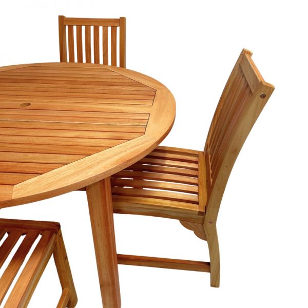 Melton Dining Table Set - 120cm Round Table with 4 Side Chairs - Hardwood