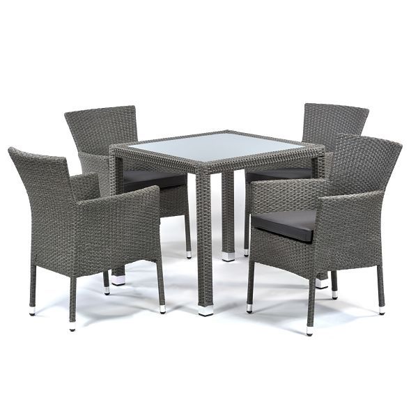 Oasis Rattan Square 4 Seat Glass Dining Set with Cushions