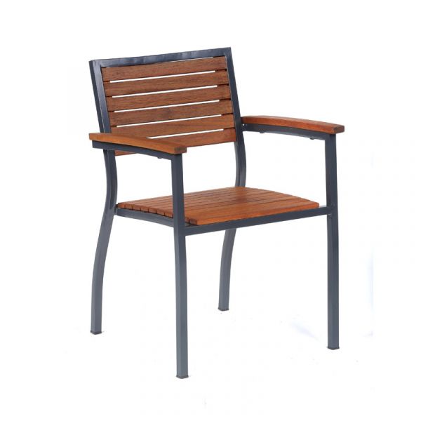 Dorset Arm Chair - Powder Coated Metal Frame High Quality Hardwood - Stackable Commercial Seat