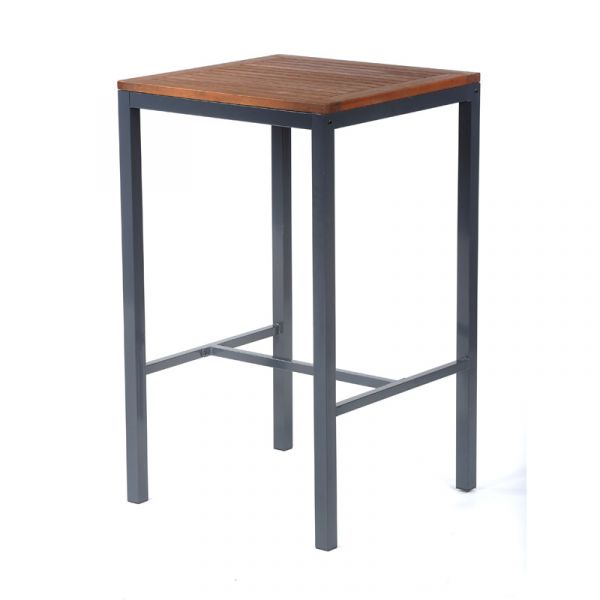 Dorset Hardwood Bar Table - Powder Coated Metal Frame - 65 x 65cm