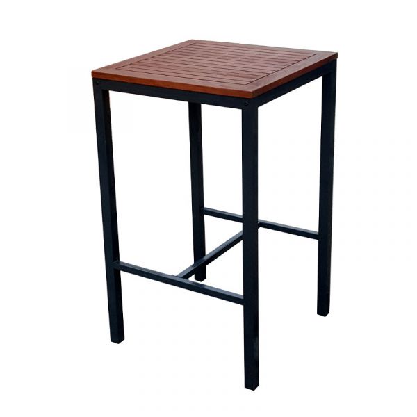 Dorset Hardwood Bar Set - 4 Stools & Square High Table - 65cm x 65cm x 110cm Table