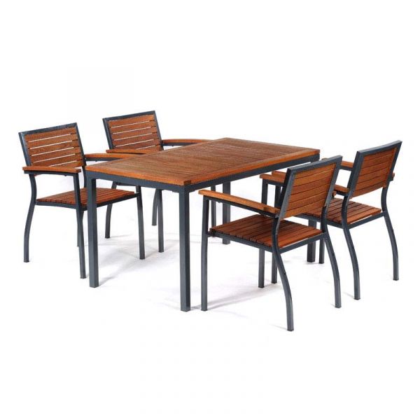 Dorset Arm Chair - Powder Coated Metal Frame High Quality Hardwood - Stackable Commercial Seat