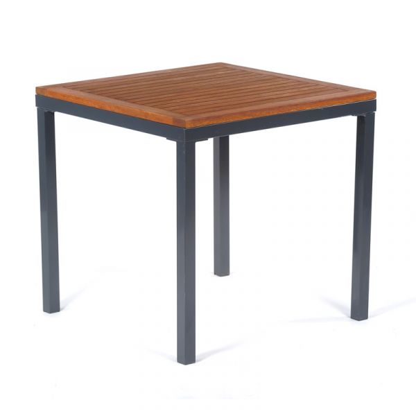 Dorset Hardwood Table Square - Powder Coated Metal Frame - 75 x 75cm