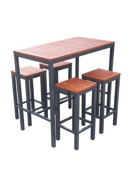Dorset High Bar Stool - Powder Coated Metal Frame High Quality Hardwood - Easily Cleaned Commercial Chair