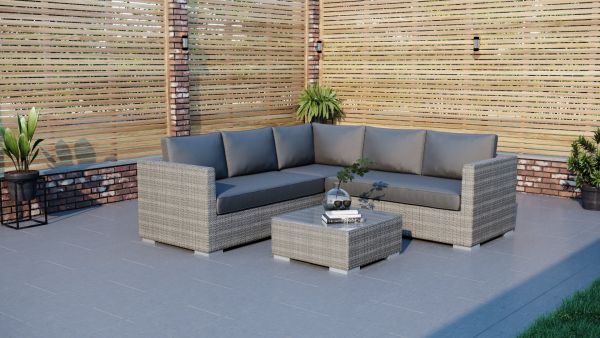 Oasis Rattan Corner Sofa & Coffee Table Set - Hard Wearing Rattan Commerical Grade Furniture