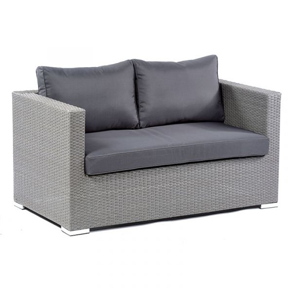 Oasis Rattan 2 Seat Sofa with Grey Cushions