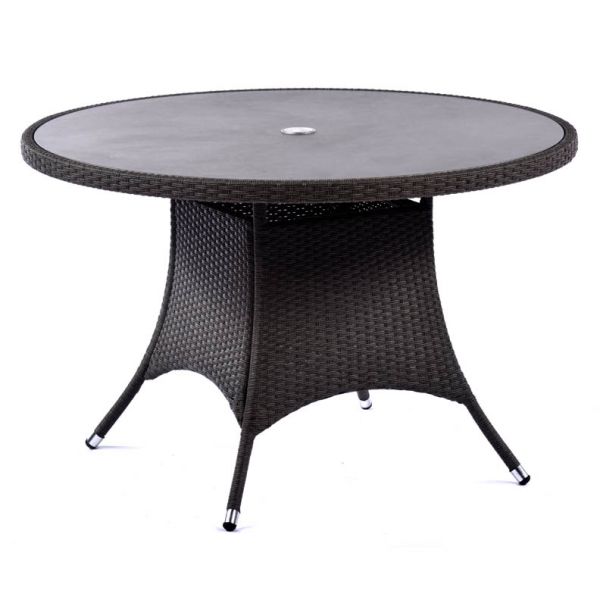 Oasis Rattan Large 120cm Round Ceramic Glass Dining Table
