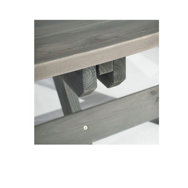 York 8 Seater Wooden Pub Picnic Table - Dark Grey - Close Up Detail