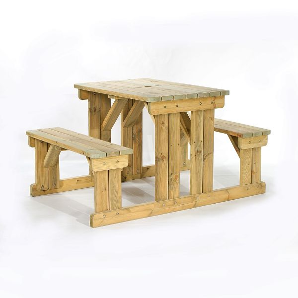 Guernsey 4 Seat Walk-In 110cm Commercial Wooden Picnic Table - Green Pine
