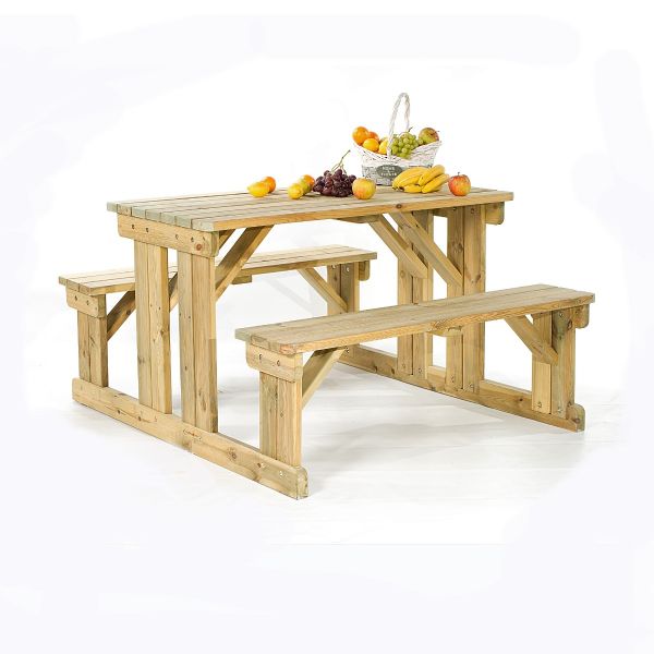 Guernsey Walk-in Bench 140cm Guernsey Wooden Picnic Table - Easy Access Walk In Bench - 6 Seater - Green Pine