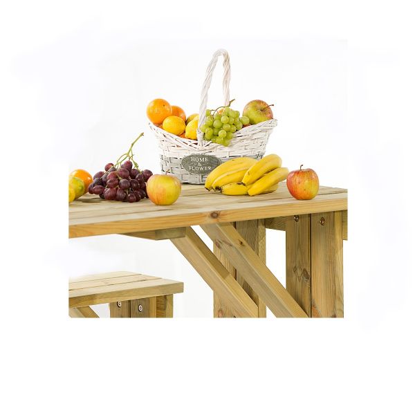 Guernsey 6 Seat Walk-In 140cm Wooden Picnic Table - Green Pine -  FSC®